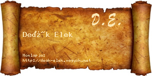 Deák Elek névjegykártya